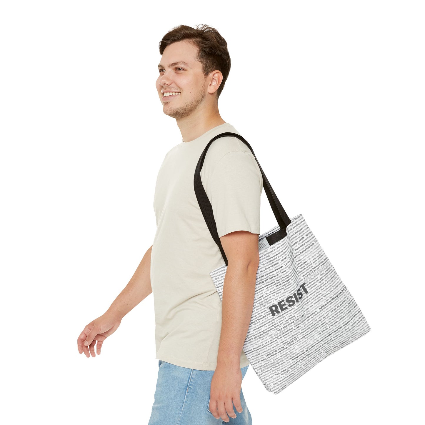 Anti-Trump Tote Bag - In His Own Words, Overlaid with DEMOCRACY?